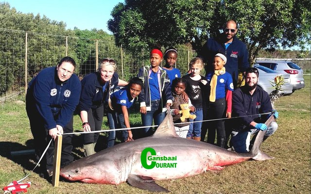 Children from the Trust’s Enviro Kids Club during an education session, with (from ltr) Meredith Thornton, Alison Towner, Karim Mostafa (standing) and Ettiene Roets (sitting).