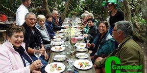 Wat kan feesteliker wees as goeie vriende, goeie wyn en goeie kos – en op die koop toe – uitstekende bediening in ‘n digte bos melkhoutbome.