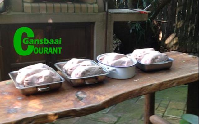 ‘n Deel van die Dan-en-Wan klub se vyftien skaapkoppe wat vir die warm oond in die agtergrond wag om gebak te word.