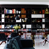 cabinet of curiosities, library of music, dvd's, magazines and books 