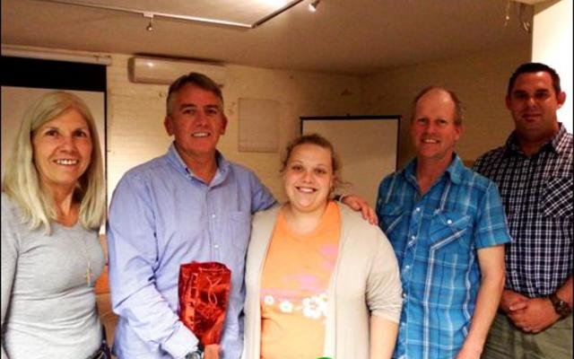 Gansbaai Business Chamber held their final members’ evening with Gerald Elske, an experienced business consultant, as guest speaker (second from left). With him are: The chamber’s chairperson, Julia Barlow, secretary, Doulene Els and members Hein van Wyk and Mynhardt Geyer. 