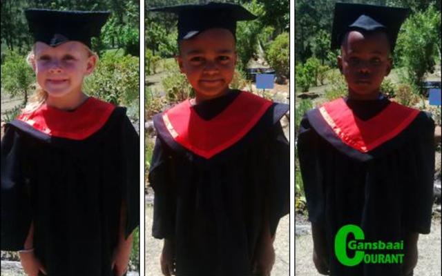 The three young scholars who graduated from the Flower Valley Early Learning Centre - all from Masakhane and De Kelders. They received their Grade R Diplomas and are heading off to ‘big school’ from 2017. From left to right Verushka Vermeulen, Eyam May and Imivuyo Gugula