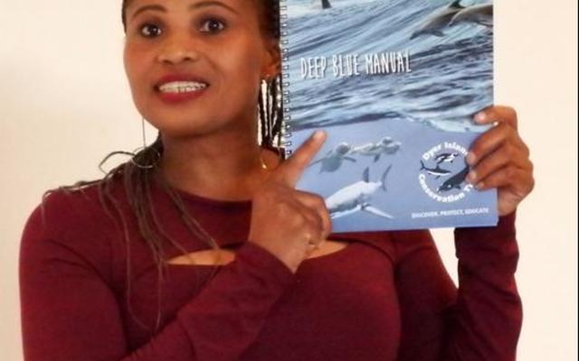 Pinkey  Ngewu, writer and compiler of the educational manual,  Deep  Blue  Manual,  during  a function at the African Penguin and Seabird Sanctuary where the manual was launched last Saturday.