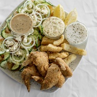 Chicken wings, Calamari & Salad special at Boathouse 
