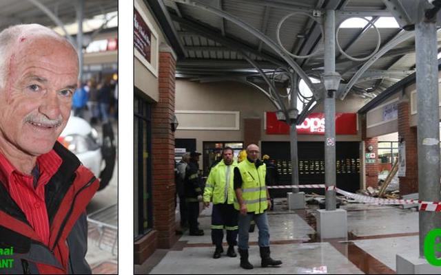 Noodhelpers (foto regs bo) was vinnig op die toneel om die gebou te ontruim. Hendrik Groenewald (links bo) het ter nouer dood ontkom.