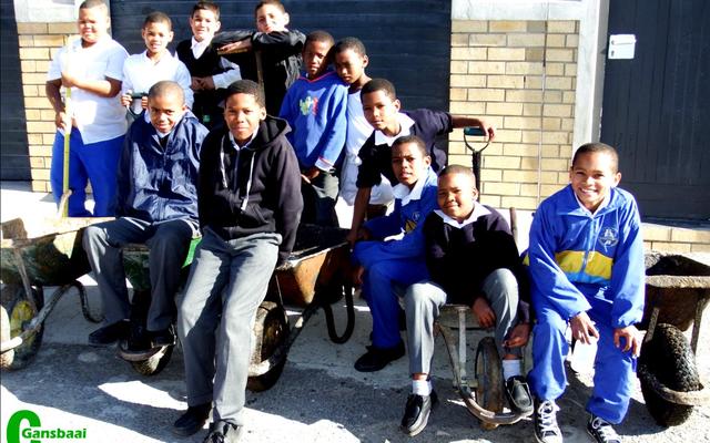 Van die leerders van Gansbaai Primêr kon nie wag om met kruiwaens en grawe te begin om hulle deel by te dra nie.