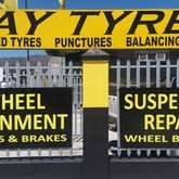 The face of Bay Tyres changed with new signage emphisizing wheel alignment etc.