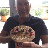 Jonathan with birthday dessert