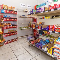 Shelves with products