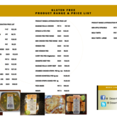 Gluten Free Product Range & Price List