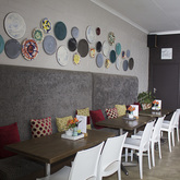 Wall of pottery plates