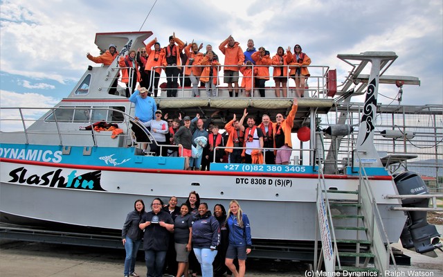 Marine Dynamics Team celebrating with clients Marine Dynamics Team celebrating with clients