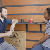 Customers enjoying their coffee