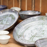 Pottery blue range with art