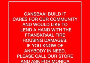 We would like to lend a hand with the Franskraal fire housing damages