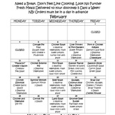 February Menu - Low Carb