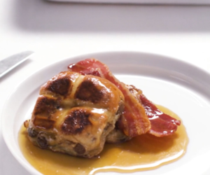 Recipe: Hot Cross Bun French Toast with Bacon & Maple Syrup