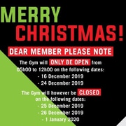 Holiday Season Operating Hours