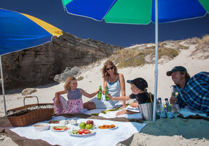 Family having a picnic on the beach
