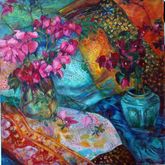 Gansbaai - Sea View Art Centre - Still Life With Flowers On a Patchwork Blanket