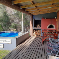 Kleinmond - The Cabins at NJR Farm - Outside Porch With Pool & Pizza Oven