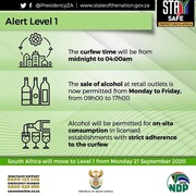 Alert Level 1 as of midnight on Sunday, 20 September 2020