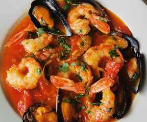 Prawns and Mussels Served with Charred Ciabatta