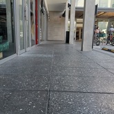 Nacre Polished Abalone Concrete Pavers 900x450x40mm Charcoal with Black Stone - Client (Checkers Constantia Emporium) - Cape Stone - Xplorio™ Hermanus