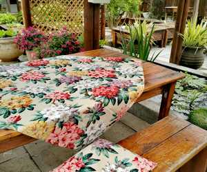 Enjoy having lunch in our organic herb garden