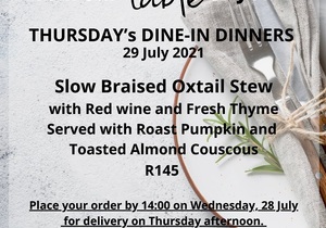 29 July 2021: Dine-In Dinner