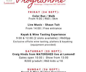 24 - 26 September 2021: September Long Weekend Programme