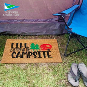 Camping tip: Bring a rug for the inside and outside of the tent