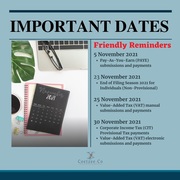 Important Dates in November 2021