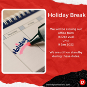 Holiday Break (16 December 2021 - 9 January 2022)