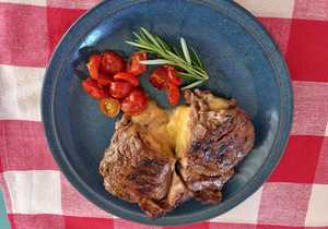 Sirloin Steak Stuffed with Bacon, Cheddar Cheese and Garlic