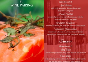 Valentine's Menu: 5-Course Meal and Wine Pairing