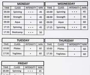 Weekly Casual Gym Class Schedule