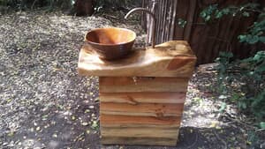 Hand-Crafted Wooden Outdoor Wash Basin