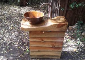 Hand-Crafted Wooden Outdoor Wash Basin