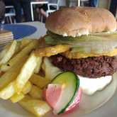 Beef Burger and Chips - On The Edge Restaurant - Xplorio™ Betty's Bay
