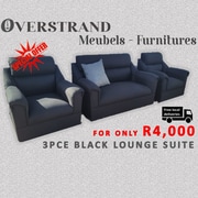NEW: 3 Piece Black Lounge Suite