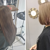 before and after long hair cut