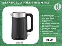 New: LINEA NERO 1.7L Stainless Steel Kettle