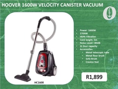 New: HOOVER 1600W Velocity Canister Vacuum