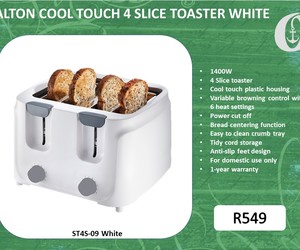 New: Salton Cool Touch 4 Slice Toaster White