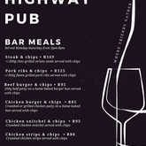 Menu - The Highway Pub - Xplorio™ Grabouw