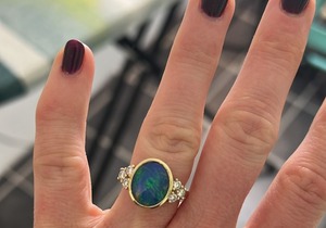 Opal and Diamond Engagement Ring